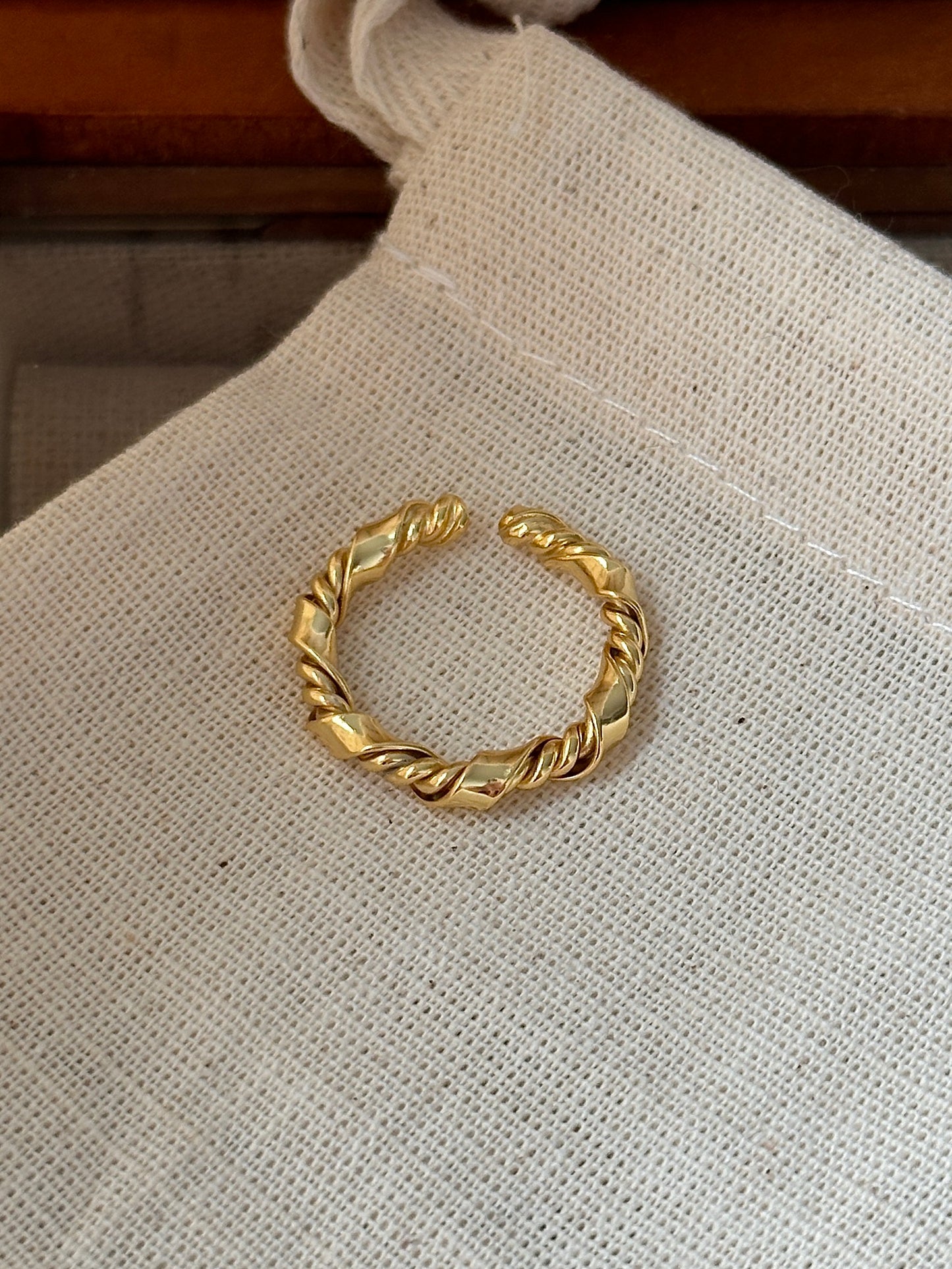 Gold Plated Twisted Braided Knot Open Ring