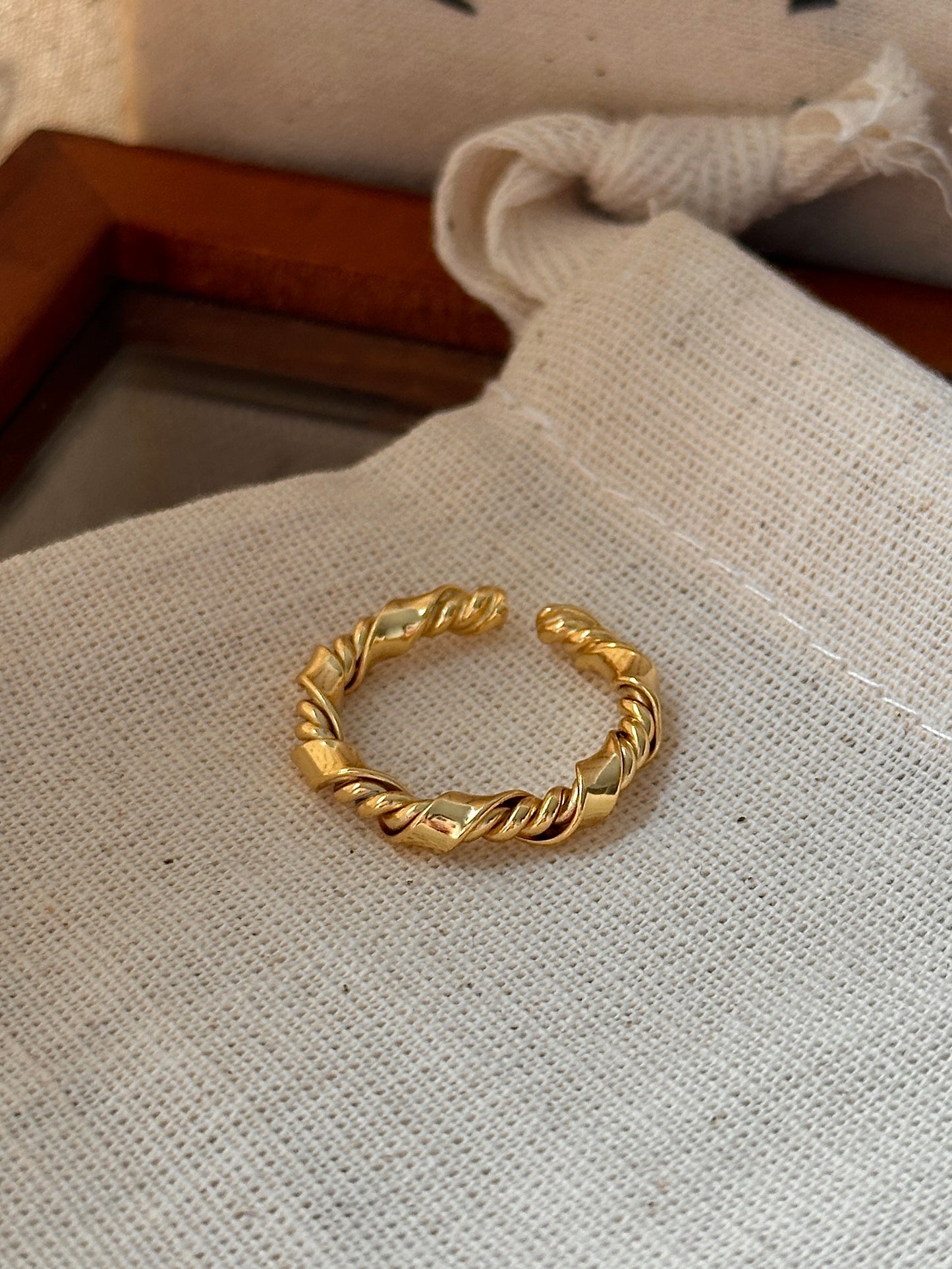 Gold Plated Twisted Braided Knot Open Ring