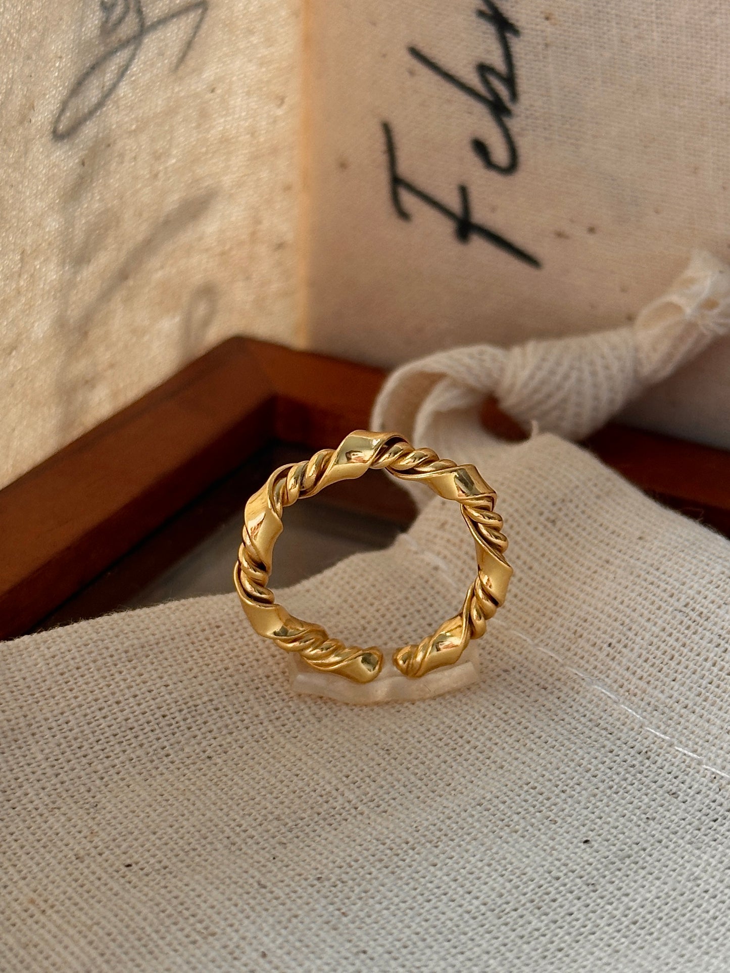 Gold Plated Twisted Braided Knot Open Ring