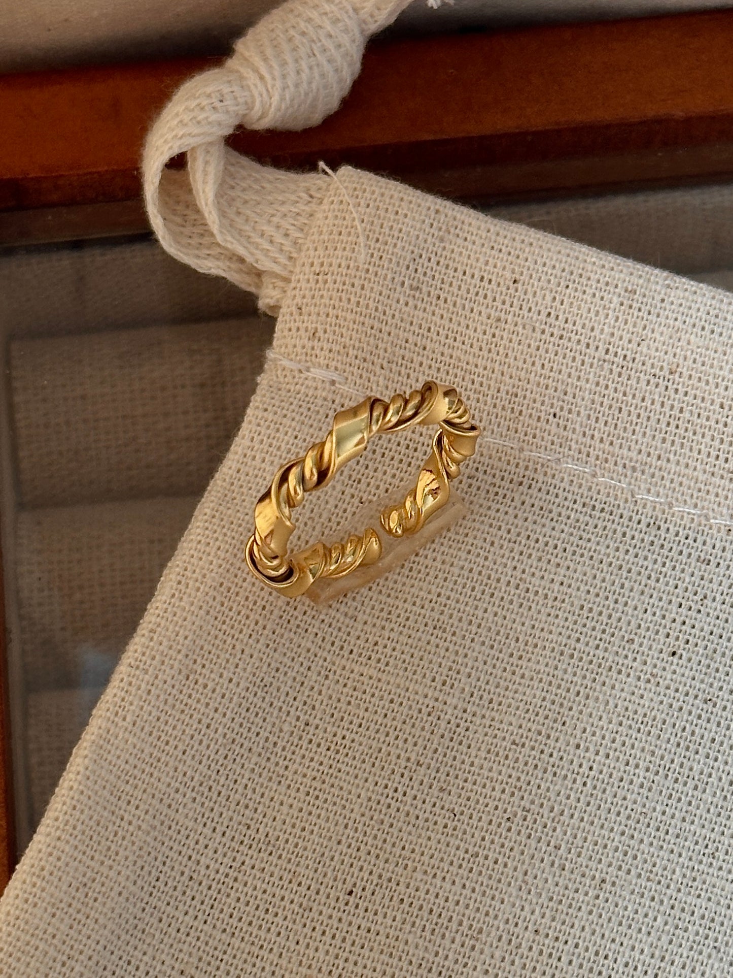 Gold Plated Twisted Braided Knot Open Ring