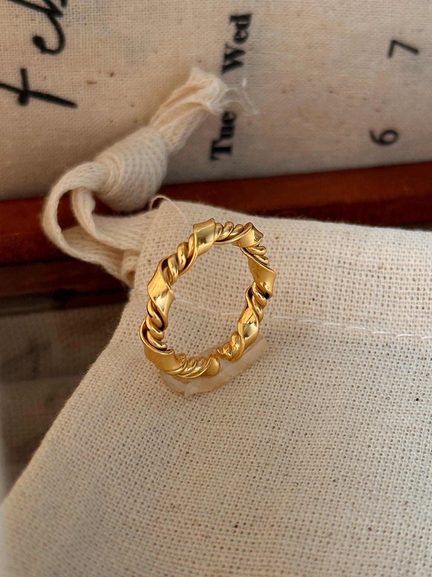 Gold Plated Twisted Braided Knot Open Ring