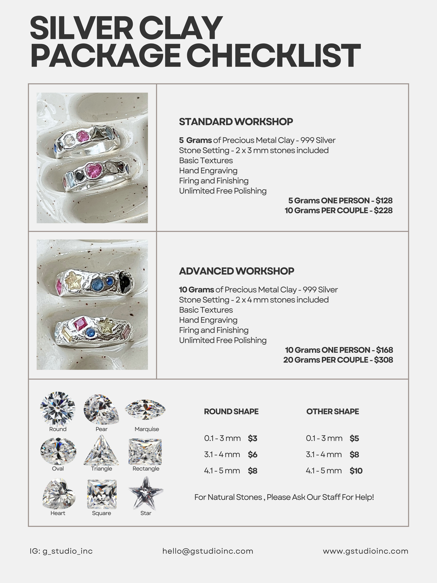 GIFT CARD! SILVER CLAY Workshop Experience - Craft Your Own Memories!