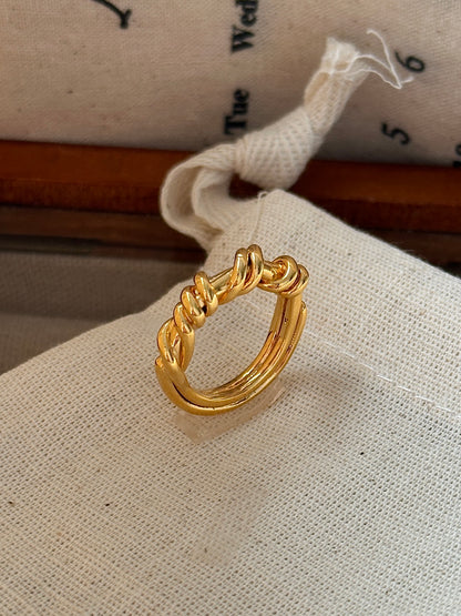 S925 Silver / Gold Plated Gordian Knot Casual Twisted Ring