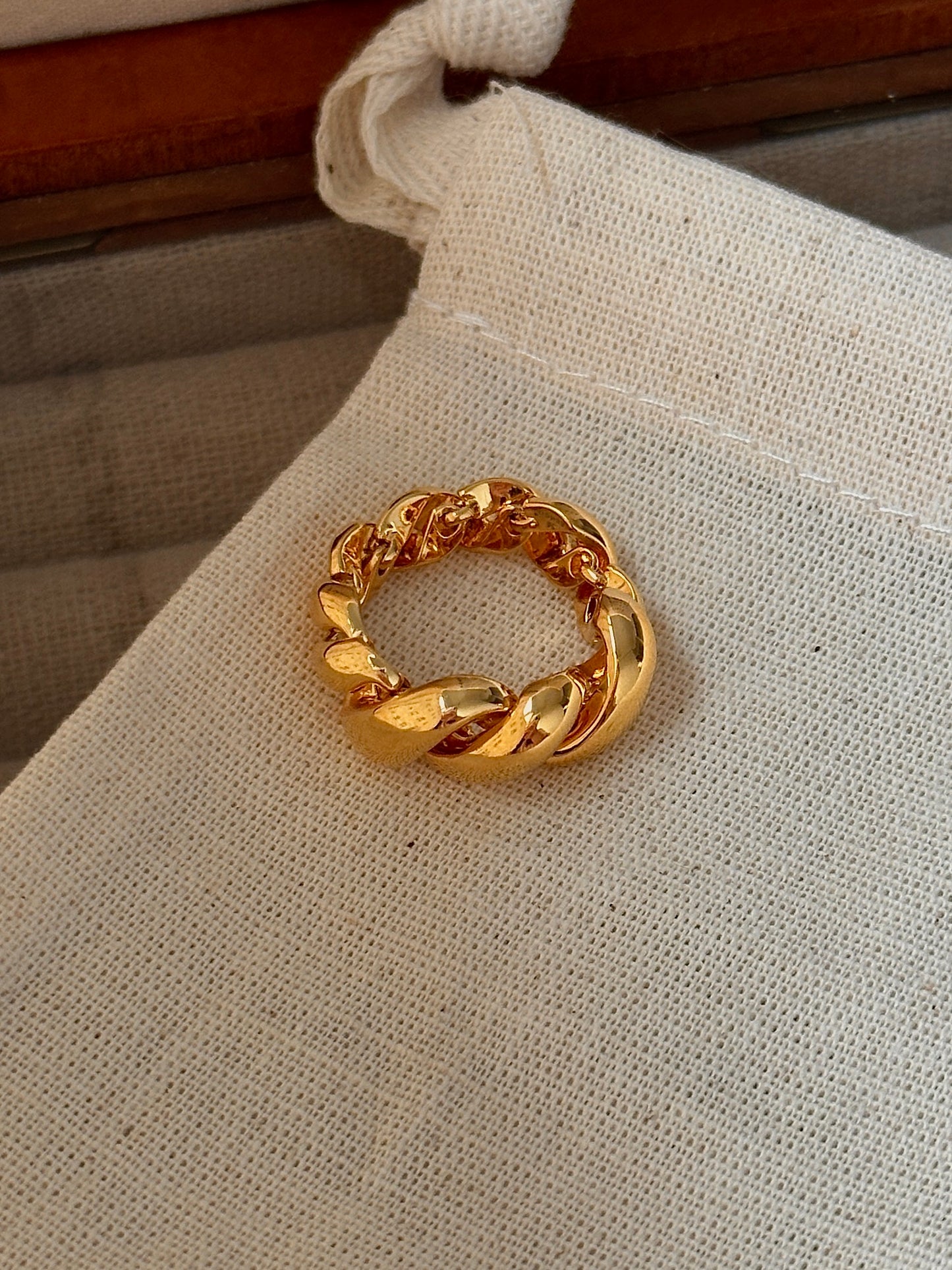 Gold Plated Niche Chunky Braided Ring